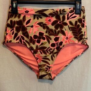 AA-425 Aerie NWT High Waisted Full Coverage Floral Summer Swim Bikini Bottoms‎